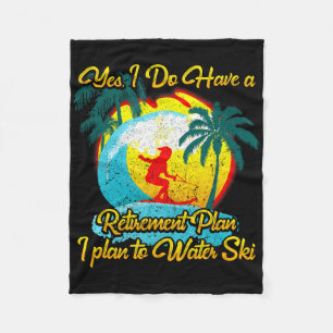 Water Skier Water Skiing Retirement Plan Fleece Blanket
