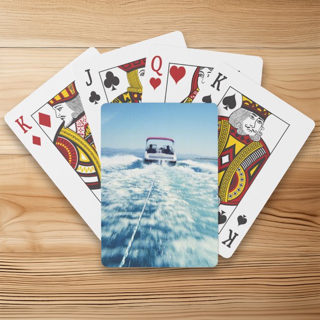 Water Skiing Behind Speed Boat Vertical Photo Playing Cards (Water Skiing Behind Speed Boat Vertical Photo Poker Cards)