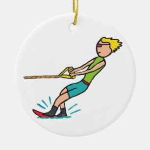 Water Skiing Ceramic Tree Decoration