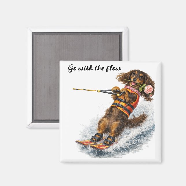 Water Skiing Dachshund Magnet (Front/Back)