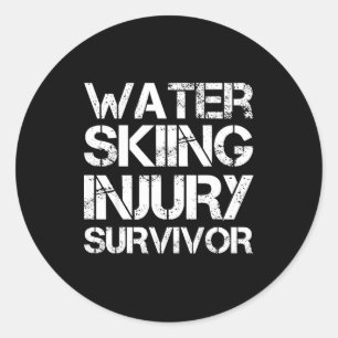 Water skiing injury survivor classic round sticker