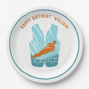 Water Skiing Life Jacket Graphic Personalised Paper Plate