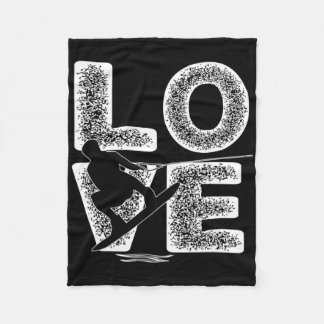 Water Skiing Love Word Theme Graphic Design Skiers Fleece Blanket
