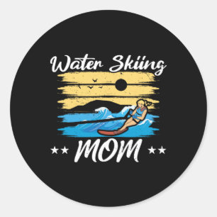 Water Skiing Mom Waterskiing Water Skiing Mothers Classic Round Sticker