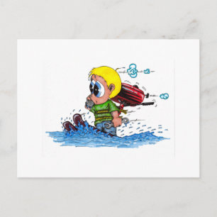 water skiing postcard