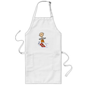 Water Skiing Stick Figure Long Apron