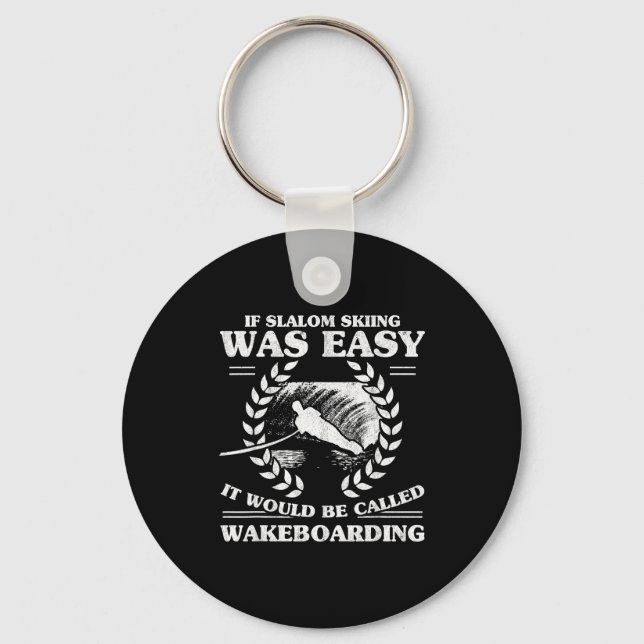 Water skiing wakeboarding retro slalom skiing was key ring (Front)