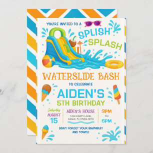 Water Slide Bash Invitation, Editable Water Slide Invitation