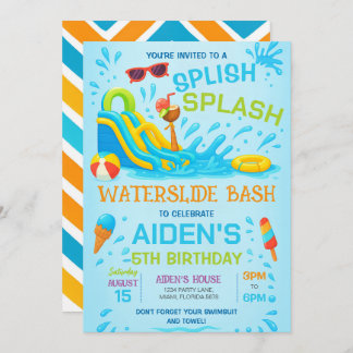 Water Slide Bash Invitation, Water Slide Birthday Invitation