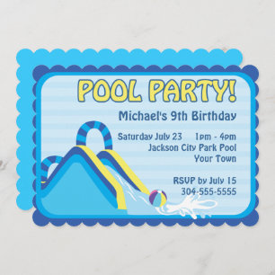 Water Slide Birthday Invitation