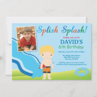 Water Slide Pool Party Birthday Invitation Boy