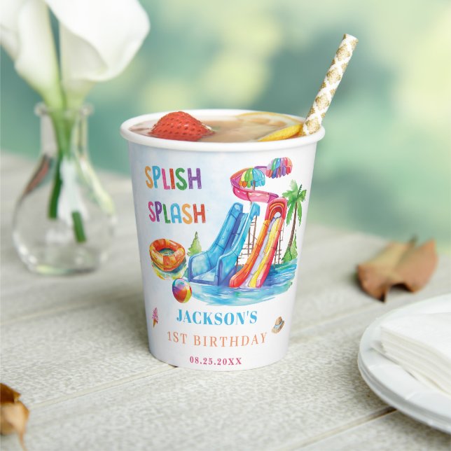 Water Slide Splish Splash Birthday Party Paper Cups (Insitu)