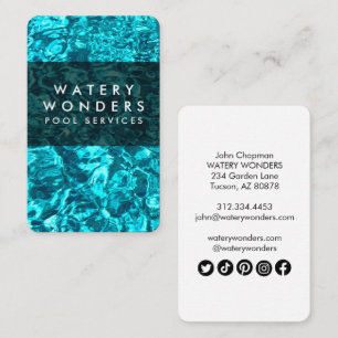 Water Sparkles Swimming Pool Cleaning Construction Business Card