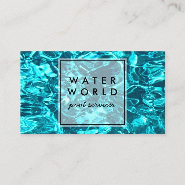 Water Sparkles Swimming Pool Service Photo Travel Business Card (Front)