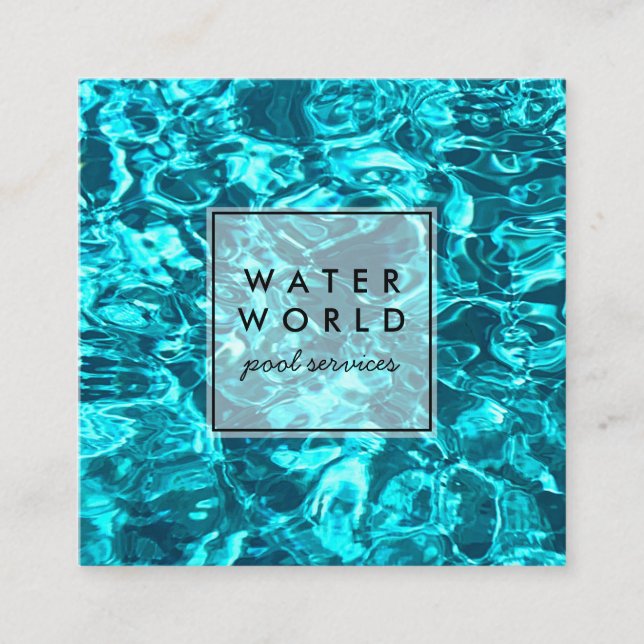 Water Sparkles Swimming Pool Service Photo Travel  Square Business Card (Front)