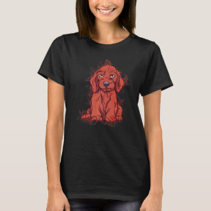 Water Splash Art Cute Sitting Dog Dachshund Premiu T-Shirt