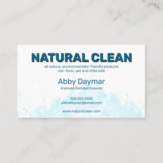 Water Splash Housecleaning Housekeeping Janitor Business Card (Front)