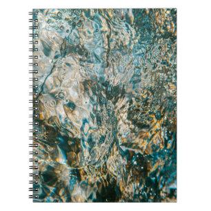Water splash in close up photography notebook