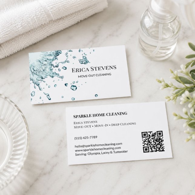 Water Splash Move-Out Cleaning Business Card (Water Splash Move-Out Cleaning)