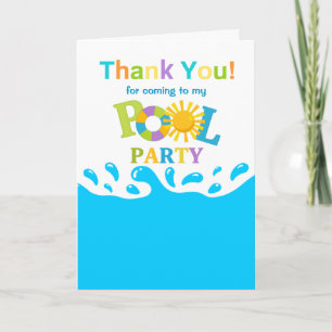 Water Splash Pool Party Boy Thank You Card