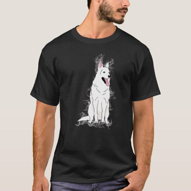 Water Splash Proton Science White German Shepherd T-Shirt (Front)