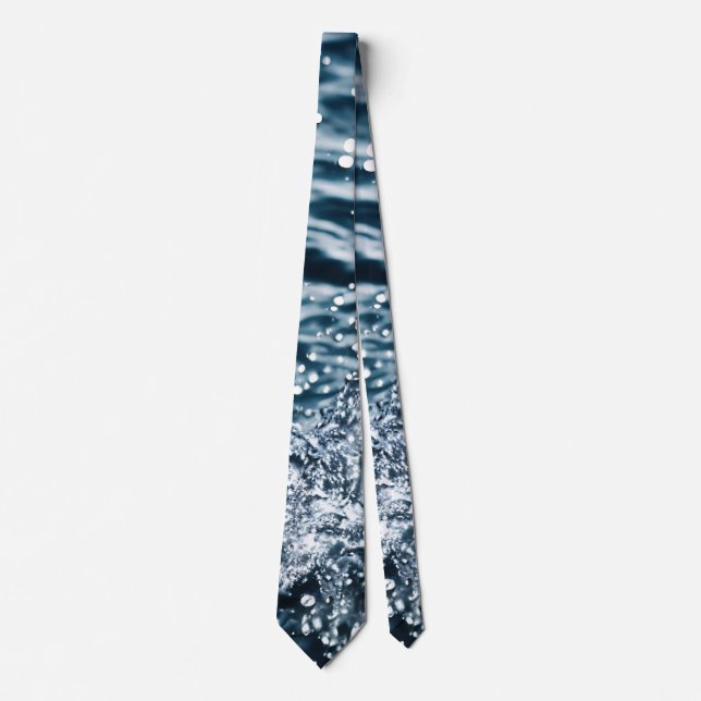 Water Splash With Drop In Aqua Blue Tie (Front)