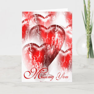 Water-Splashed Hearts Missing You Card