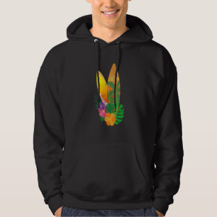 Water Sport Surfboard Surfer Summer Tropical Flowe Hoodie