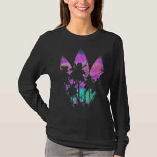 Water Sport Surfer Palm Trees Surfboard Vaporwave T-Shirt