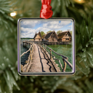 Water Stilt Houses Over the Water Metal Tree Decoration
