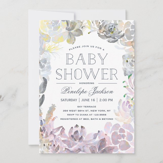 Water Succulents | Baby Shower Invitation (Front)