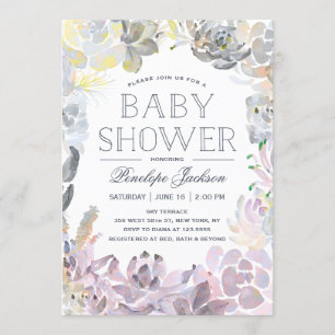 Water Succulents   Baby Shower Invitation