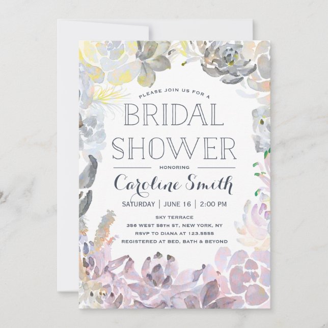 Water Succulents | Bridal Shower Invitation (Front)