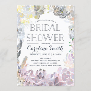 Water Succulents   Bridal Shower Invitation