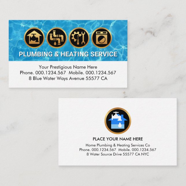 Water Surface Home Plumbing Repair Business Card (Front/Back)