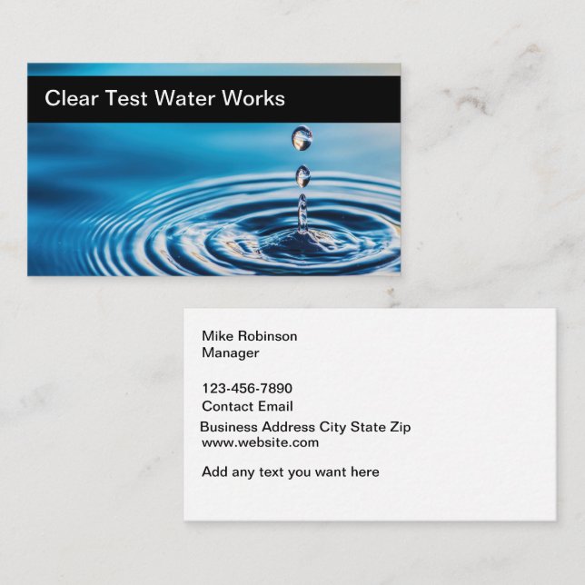Water Testing And Filtration Business Cards (Front/Back)