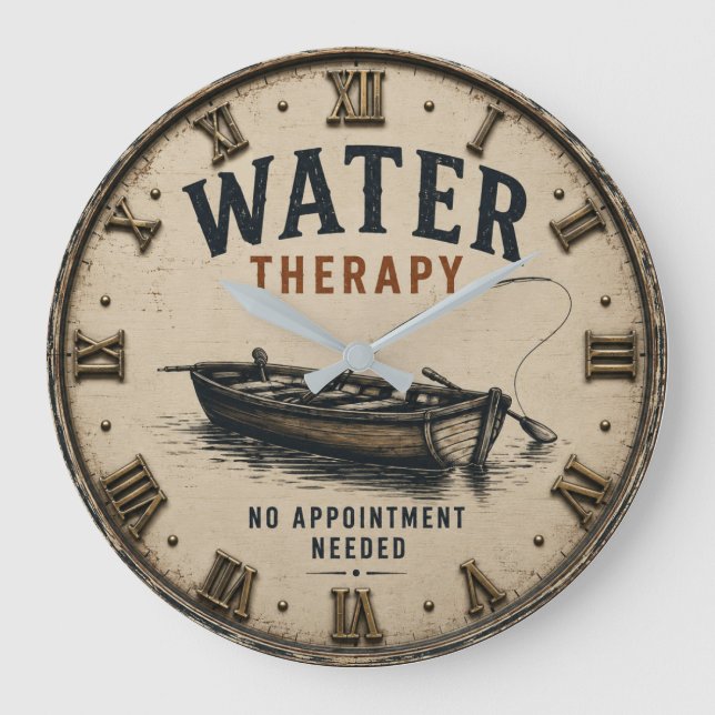 Water Therapy Rustic Fisherman Gift  Large Clock (Front)