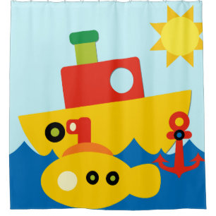 Water Transportation Tugboat Boats Submarine Shower Curtain