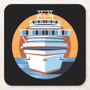 Water Travel Square Paper Coaster