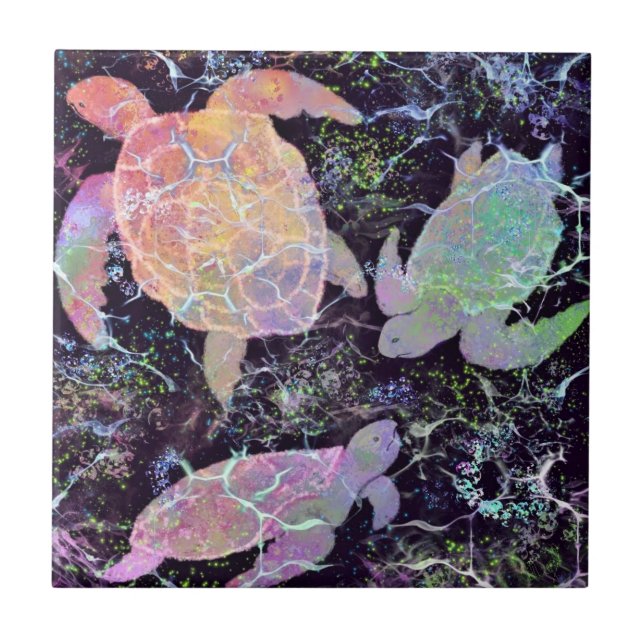 Water Turtle Ceramic Tile (Front)
