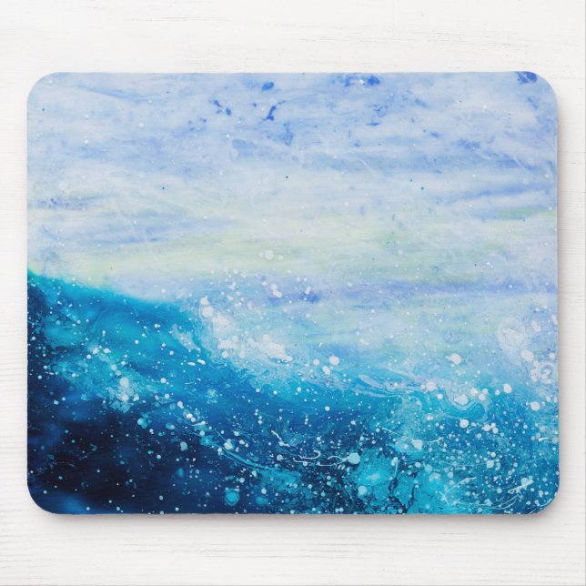 Water waves ocean wave blue teal painting mouse pad (Front)
