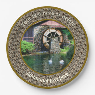 Water Wheel Duck Pond Art Personalised Party   Paper Plate