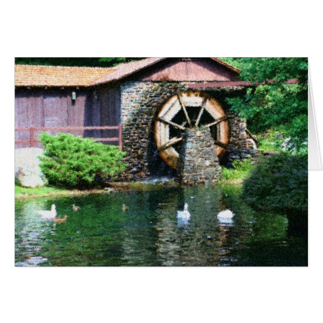 Water Wheel Duck Pond Nature Art Card (Front Horizontal)