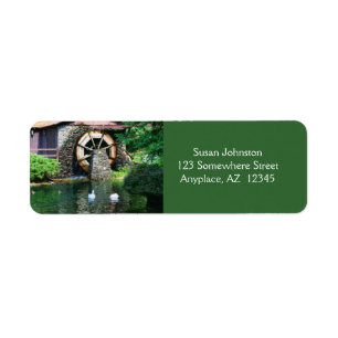 Water Wheel Pond Painting Address Label