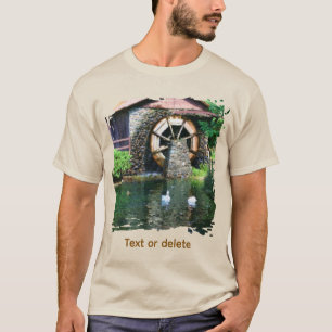 Water Wheel Pond Seurat Painting Art T-Shirt