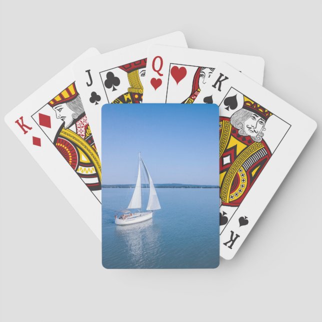 Water | Yacht at Lake Balaton Lake Hungary Playing Cards (Back)