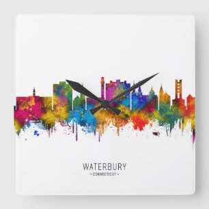 Waterbury Connecticut Skyline Square Wall Clock