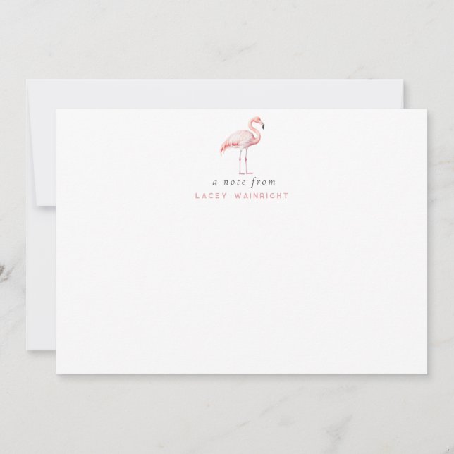 Waterccolor Flamingo Personalised Stationery Card (Front)