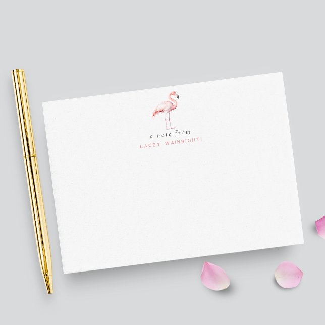 Waterccolor Flamingo Personalised Stationery Card (Creator Uploaded)