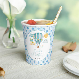 Watercolo Hot Air Balloon Kid 5th Birthday Party Paper Cups